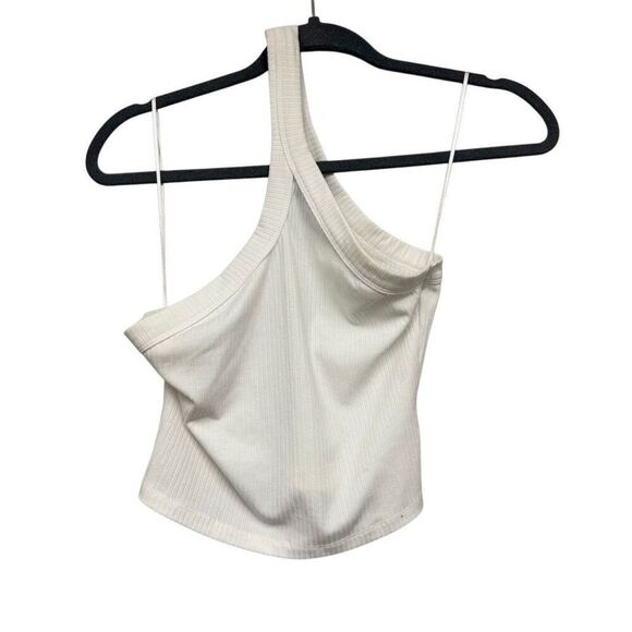 Lioness white ribbed one shoulder cropped top size medium - Picture 1 of 3